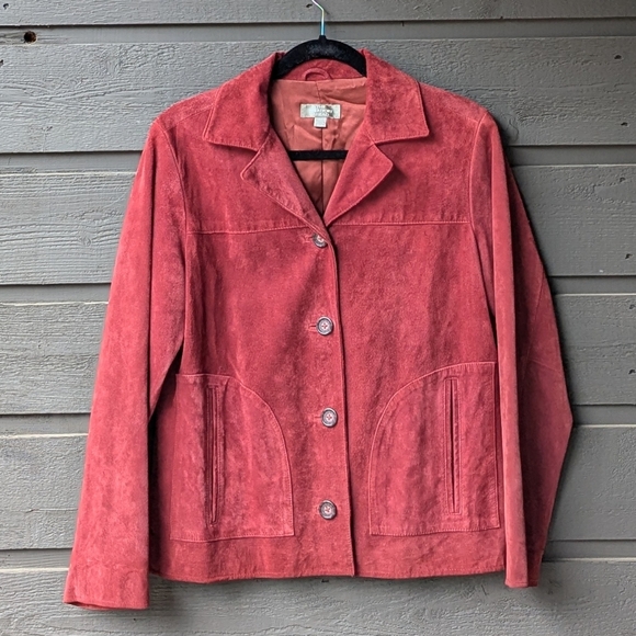 VTG 90s The Territory Ahead Brick Red Nubuck Leather Jacket Size Small - Picture 1 of 10